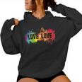 Donna Love Is Love Rainbow Splatter Lgbt Pride Gay Pride Con Collo A Felpa con cappuccio da donna