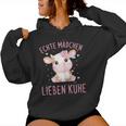 Echte Mädchen Lieben Kühe Cow Kapuzenpullover für Damen