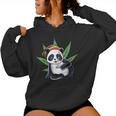 Erba Fumo Panda Marijuana Cannabis Stoner Alta Panda Felpa con cappuccio da donna