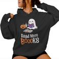 Halloween Teacher Cute Reading Ghost Read More Books Women Hoodie