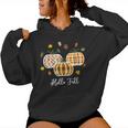 Hello Fall Zucca Patch Foglie Plaid Flanella Felpa con cappuccio da donna