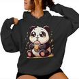 Panda Kawaii Bebiendo Té De Burbujas De Boba Anime Lindo Sudadera con capucha para mujer