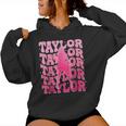 Retro Taylor First Name Personalized 80'S Pink Girl Women Hoodie