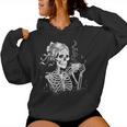 Skeleton Messy Bun Coffee Halloween Coffee Lover Mom Women Hoodie