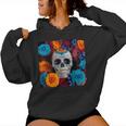 Tête De Mort Mexicaine Dia De Muertos Jour Des Morts Floral Sweat à capuche femme