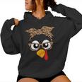 Turkey Face Leopard Headband Womens Thanksgiving Pilgrim Women's Hoodie