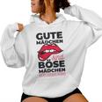 Cheeky Lips Gute Mädchen Böse Mädchen Spruch Gray Kapuzenpullover für Damen