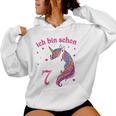 Children's 7 Birthday Girl Ich Bin Schon 7 Jahre Alt Unicorn Kapuzenpullover für Damen