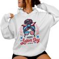 Happy Labor Day Labor Day Messy Bun Usa Flag Women Hoodie