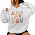 Jesus Loves You Christian Bibleerse Retro Groovy Religious Kapuzenpullover für Damen