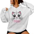 Meow Cute Cat Face Quote Pour Les Fans De Chat Sweat à capuche femme