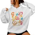 Retro Groovy 70S Good Vibes Only Floral Hippies Women Hoodie