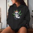 Erba Fumo Panda Marijuana Cannabis Stoner Alta Panda Felpa con cappuccio da donna Regalos para ella