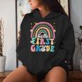 Groovy Rainbow Hello First Grade First Day Teacher Kid Women Hoodie Gifts for Her