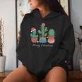 Merry Christmas Cactus Tree Lights Cactus Lover Xmas Women Hoodie Gifts for Her