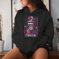 Messy Bun Skull Brustkrebs Bewusstsein Fuck-Cancer Usa Flagge Kapuzenpullover für Damen Geschenke für Sie