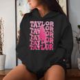 Retro Taylor First Name Personalized 80'S Pink Girl Women Hoodie Gifts for Her