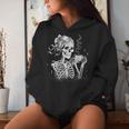Skeleton Messy Bun Coffee Halloween Coffee Lover Mom Women Hoodie Gifts for Her