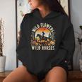 Sunset Cowgirl Riding Horse Wild Flowers Wild Horses Women Hoodie Gifts for Her