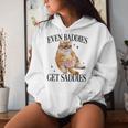 Even Baddies Get Saddies Meme Divertente Gatto Per Uomini Donne Felpa con cappuccio da donna Regalos para ella