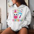 Kinder 7 Geburtstag Katze Mädchen Kätzchen Geburtstag Mädchen 7 Jahre Alt Kapuzenpullover für Damen Geschenke für Sie