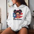 Puerto Rico Hispanic Heritage Messy Bun Puerto Rican Girls Women Hoodie Gifts for Her