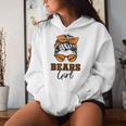 Retro Bears Girl Messy Bun Sports Fan Team Spirit Women Hoodie Gifts for Her