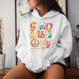 Retro Groovy 70S Good Vibes Only Floral Hippies Women Hoodie Gifts for Her