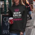 Donna Keep Calm Annuncio Gravidanza Madre Presto Diventa Mamma Con Collo A Felpa con cappuccio da donna Regalos divertidos