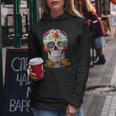 Floral Sugar Skull Day Of Dead Dia De Los Muertos Donne Uomini Felpa con cappuccio da donna Regalos divertidos