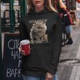 Guten Morgen Ganz Dünnes Ice Evil Cat & Coffee Kapuzenpullover für Damen Lustige Geschenke