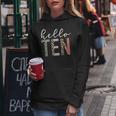 Hello Ten 10-Year-Old 10Th Birthday Girl Leopard Print Felpa con cappuccio da donna Regalos divertidos