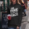 I'm Fine It's Just My Face Sarcastic Joke Angry Humor Felpa con cappuccio da donna Regalos divertidos