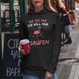 Women's Die Tut Nix Die Will Nur Saufen Flamingo Wine Alcohol Party Kapuzenpullover für Damen Lustige Geschenke