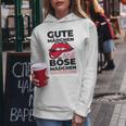 Cheeky Lips Gute Mädchen Böse Mädchen Spruch Gray Kapuzenpullover für Damen Lustige Geschenke