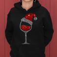 Christmas Wine Glass Red Wine Christmas Hat Kapuzenpullover für Damen