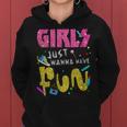 Donna Girls Just Wanna Have Fun Stampa Nostalgia Anni '80 Con Collo A Felpa con cappuccio da donna