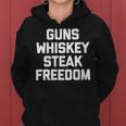 Donna Guns Whiskey Steak Freedom Saying Gun Owner Con Collo A Felpa con cappuccio da donna