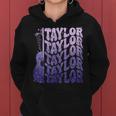 Girl Retro Taylor First Name Personalized Groovy 80'S Purple Women Hoodie