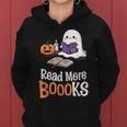 Halloween Teacher Cute Reading Ghost Read More Books Women Hoodie
