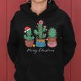 Merry Christmas Cactus Tree Lights Cactus Lover Xmas Women Hoodie