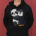 Panda Con Pinguino Ama Dolci Simpatici Animali Felpa con cappuccio da donna