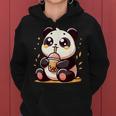 Panda Kawaii Bebiendo Té De Burbujas De Boba Anime Lindo Sudadera con capucha para mujer