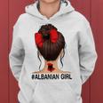 Albanian Girl Albania Flag Messy Bun Kapuzenpullover für Damen