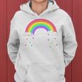 Bambino Sorridente Felice Arcobaleno Pioggia Nuvole Carino Per Ragazze Felpa con cappuccio da donna