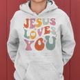 Jesus Loves You Christian Bibleerse Retro Groovy Religious Kapuzenpullover für Damen