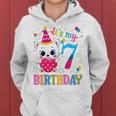 Kinder 7 Geburtstag Katze Mädchen Kätzchen Geburtstag Mädchen 7 Jahre Alt Kapuzenpullover für Damen