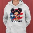 Puerto Rico Hispanic Heritage Messy Bun Puerto Rican Girls Women Hoodie