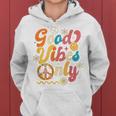 Retro Groovy 70S Good Vibes Only Floral Hippies Women Hoodie