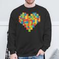 Brick Builder Heart Valentines Block Building Master Builder Sweatshirt Gifts for Old Men